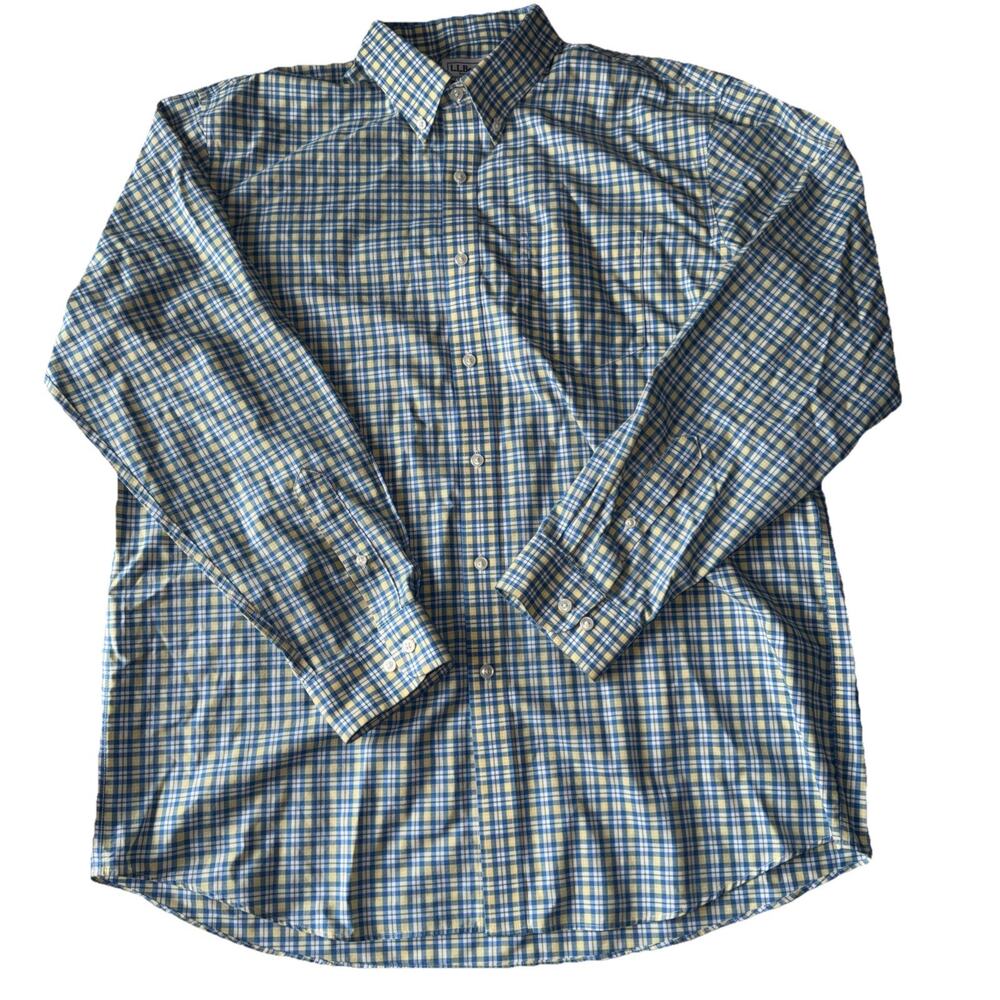 L.L. Bean Button Down Traditional Fit Multicolor Plaid Long Sleeve Shirt Sz L